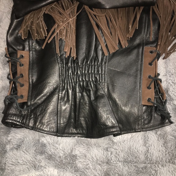 VINTAGE NWT Genuine Buffalo Leather Motorcycle Jacket Womens Brn/Blk Small - Picture 7 of 16